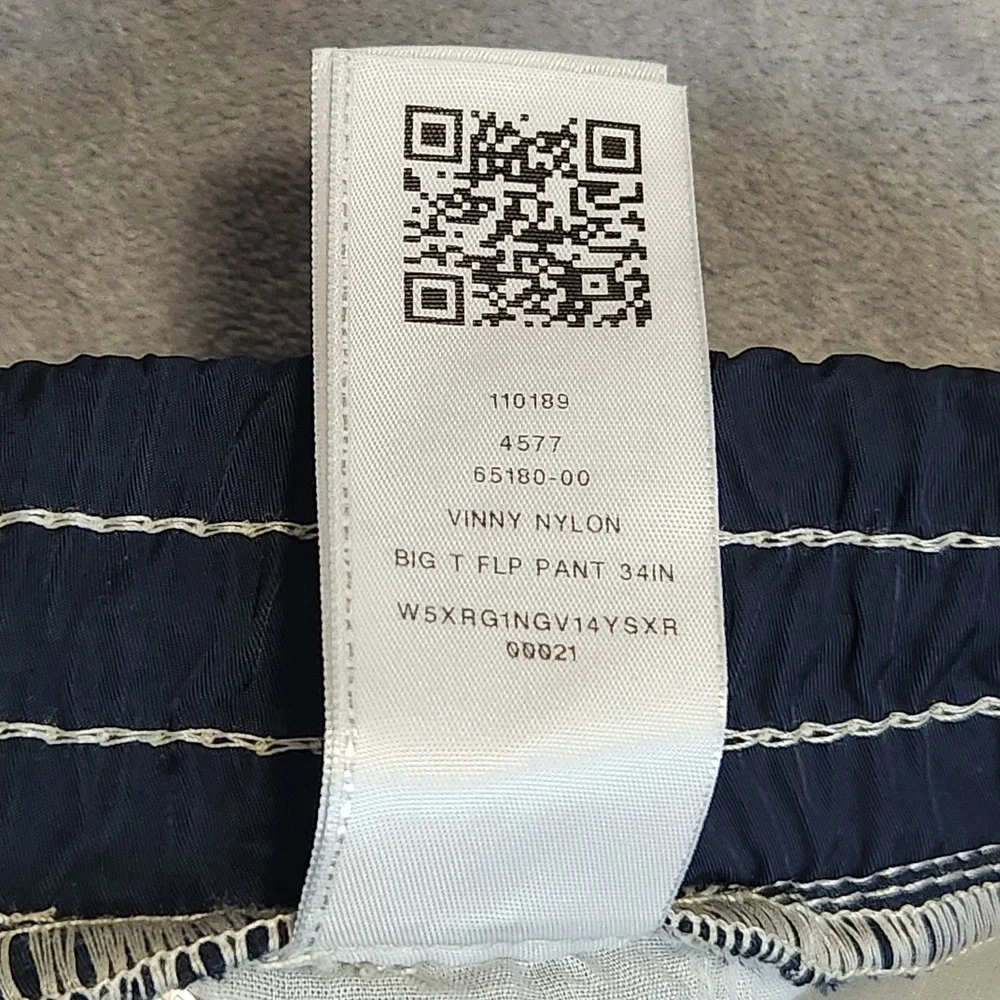 New True Religion 32 Vinny Ultra Baggy Nylon Pants Navy Blue Men's
